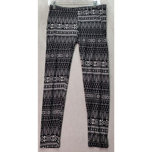 Flirtitude Active Leggings Girls Large Black White Aztec Polyester Elastic Waist